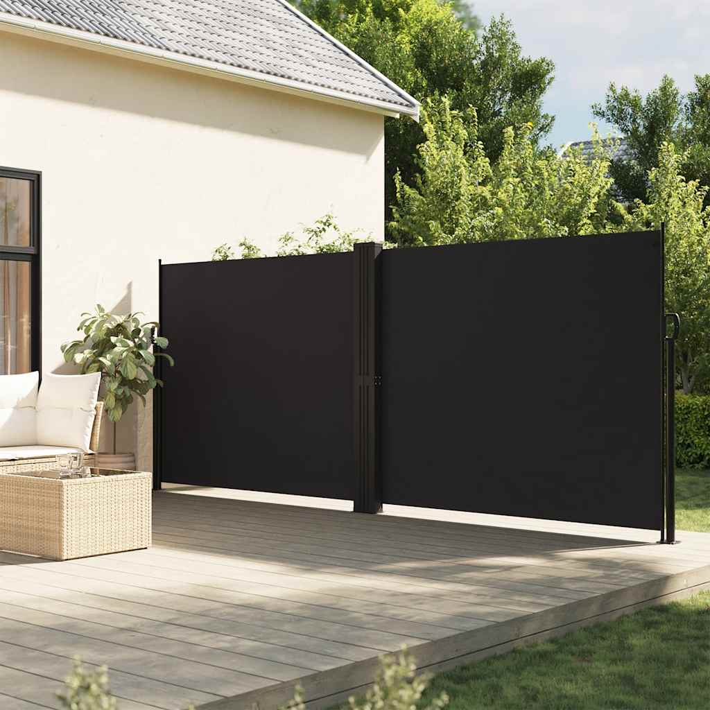 Windscherm uittrekbaar 180x1200 cm zwart – afbeelding 1