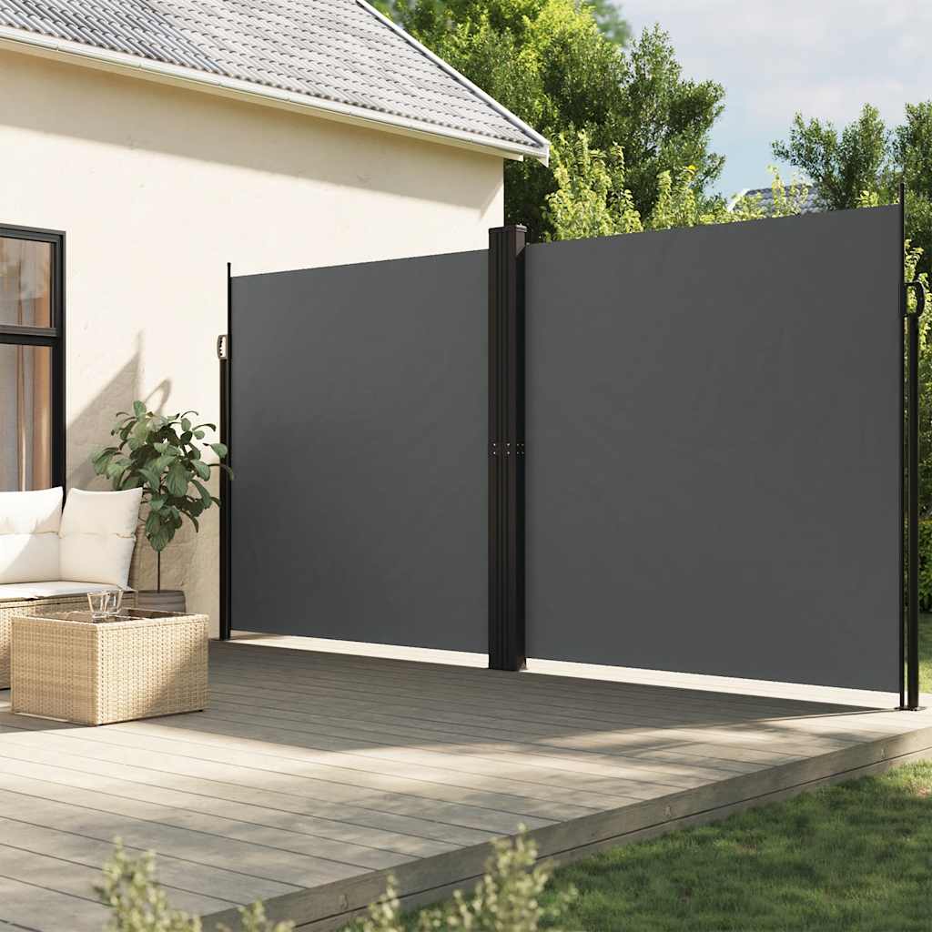 Tuinscherm uittrekbaar 220x1200 cm antracietkleurig