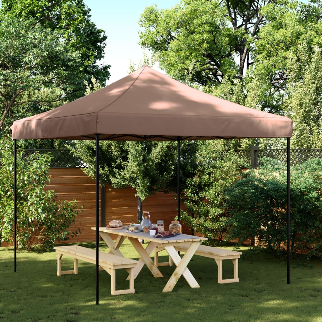 Partytent inklapbaar pop-up 292x292x315 cm bruin – afbeelding 1
