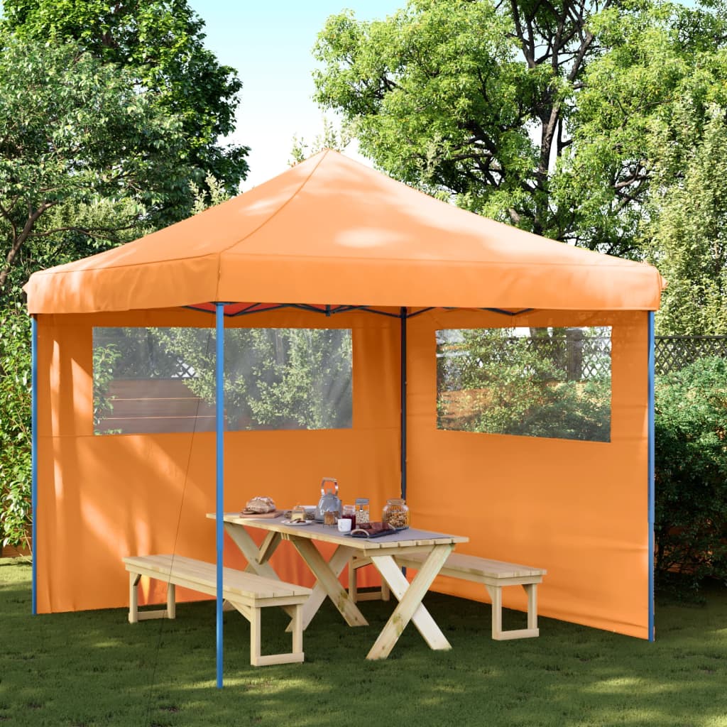 Partytent inklapbaar pop-up met 2 zijwanden oranje – afbeelding 1