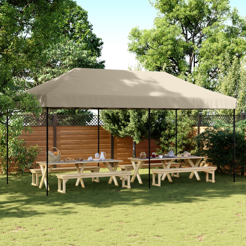 Partytent inklapbaar pop-up 580x292x315 cm taupe – afbeelding 1
