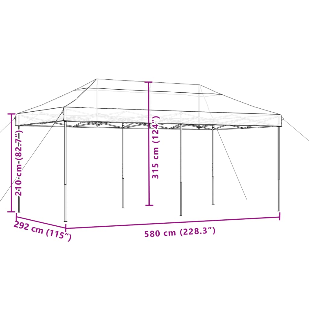 Partytent inklapbaar pop-up 580x292x315 cm taupe – afbeelding 9