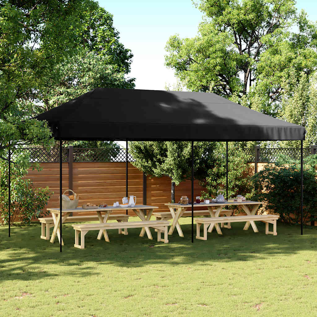 Partytent inklapbaar pop-up 580x292x315 cm zwart