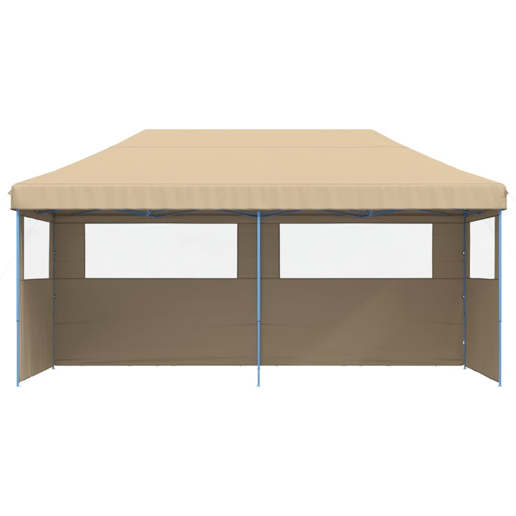 Partytent inklapbaar pop-up met 3 zijwanden beige – afbeelding 3
