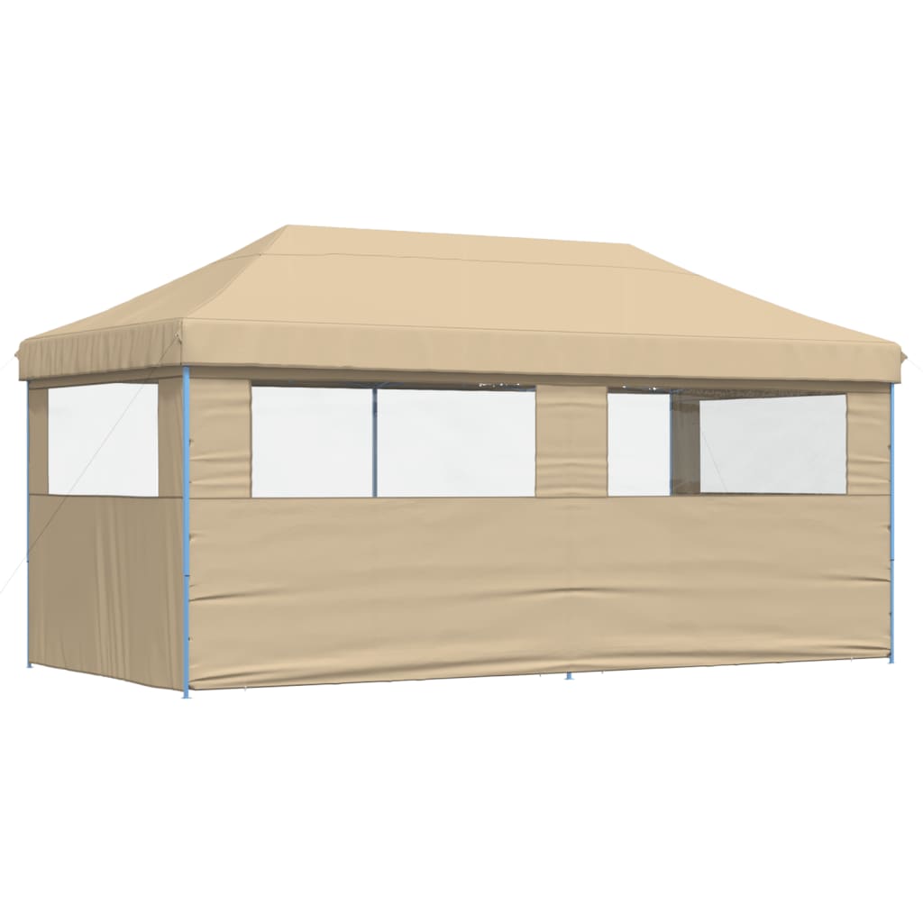 Partytent inklapbaar pop-up met 3 zijwanden beige – afbeelding 4