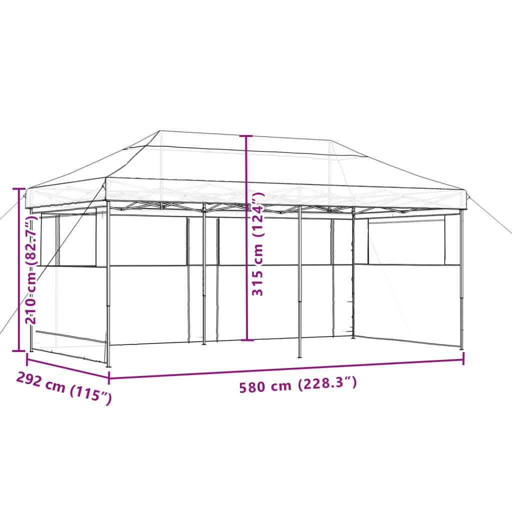 Partytent inklapbaar pop-up met 3 zijwanden beige – afbeelding 9