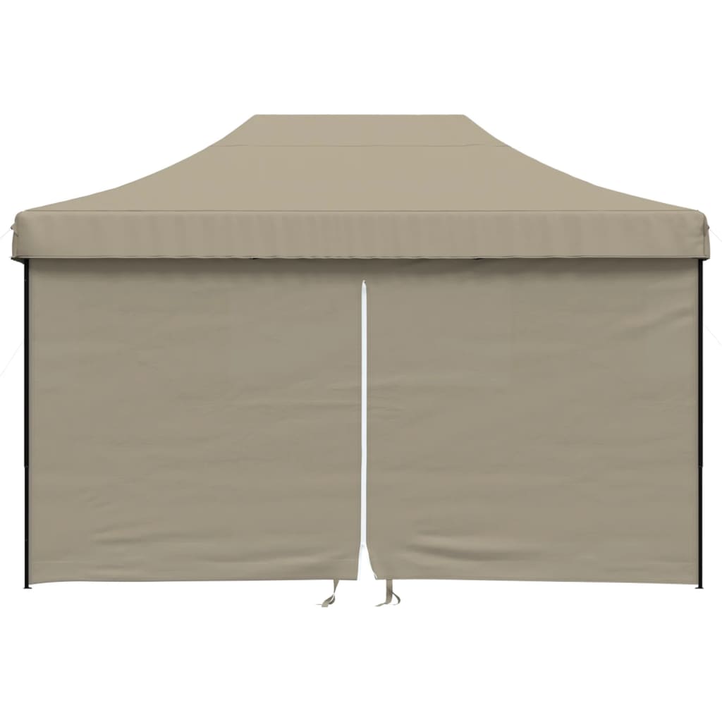 Partytent inklapbaar pop-up met 4 zijwanden taupe – afbeelding 3