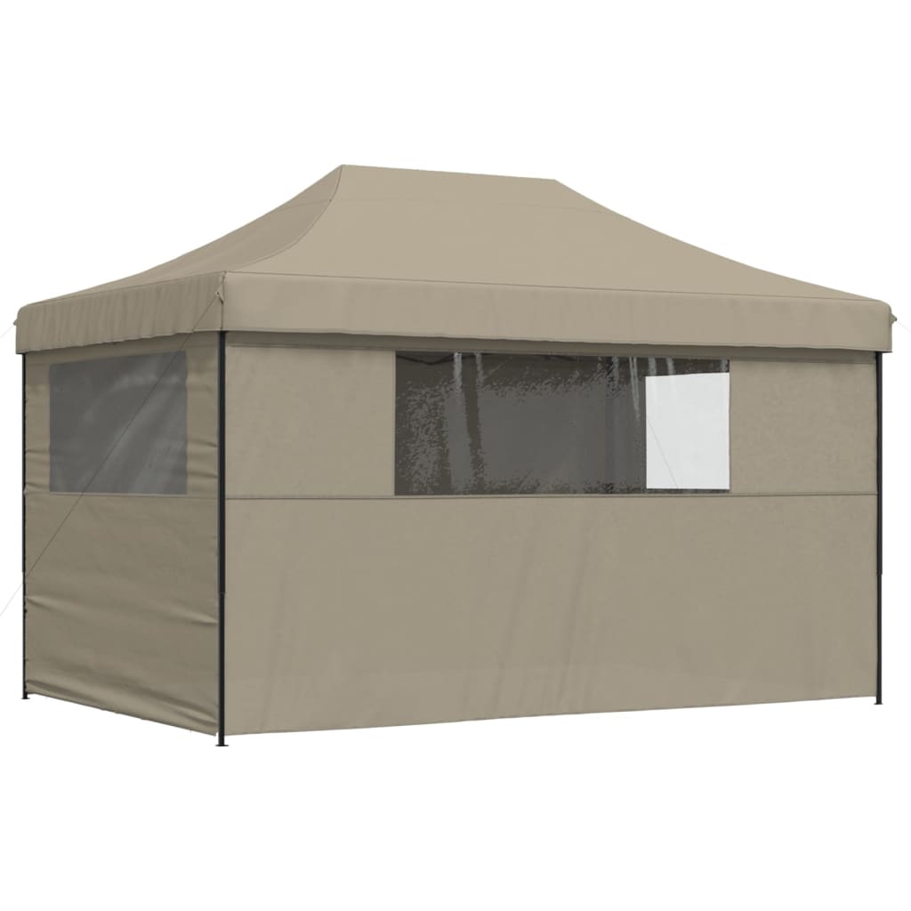 Partytent inklapbaar pop-up met 4 zijwanden taupe – afbeelding 4