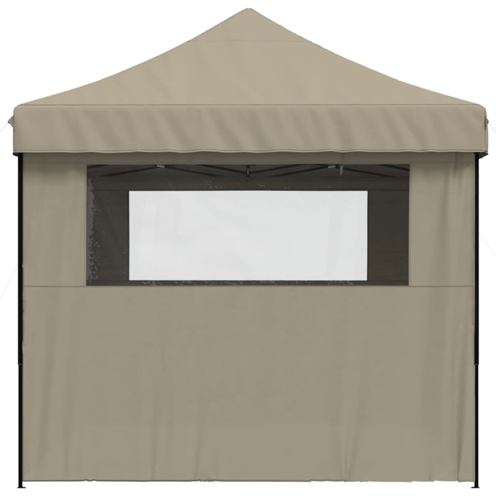 Partytent inklapbaar pop-up met 4 zijwanden taupe – afbeelding 5