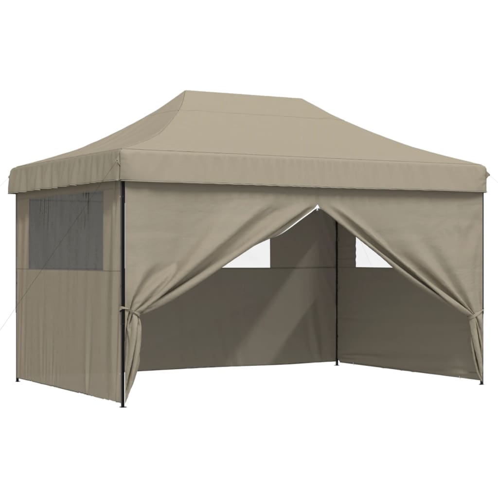 Partytent inklapbaar pop-up met 4 zijwanden taupe – afbeelding 8