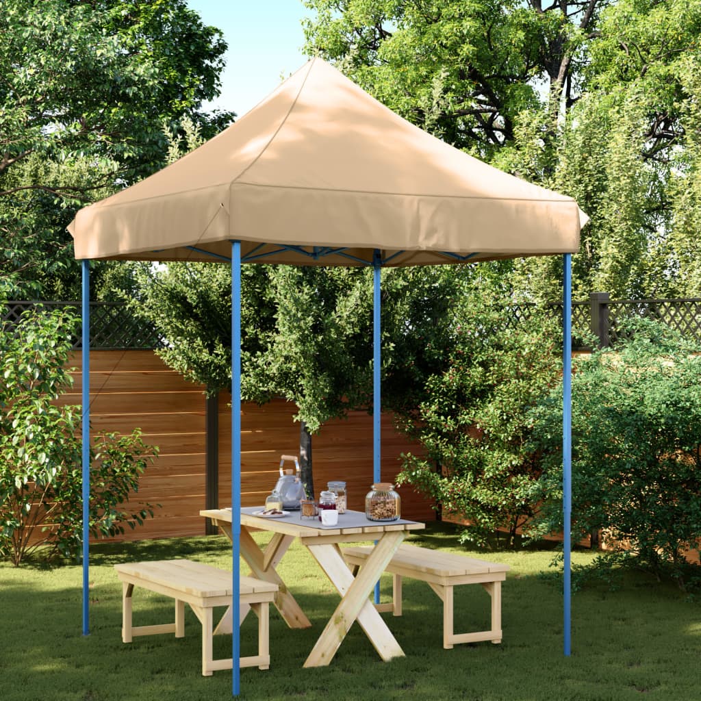 Partytent inklapbaar pop-up 200x200x306 cm beige – afbeelding 1