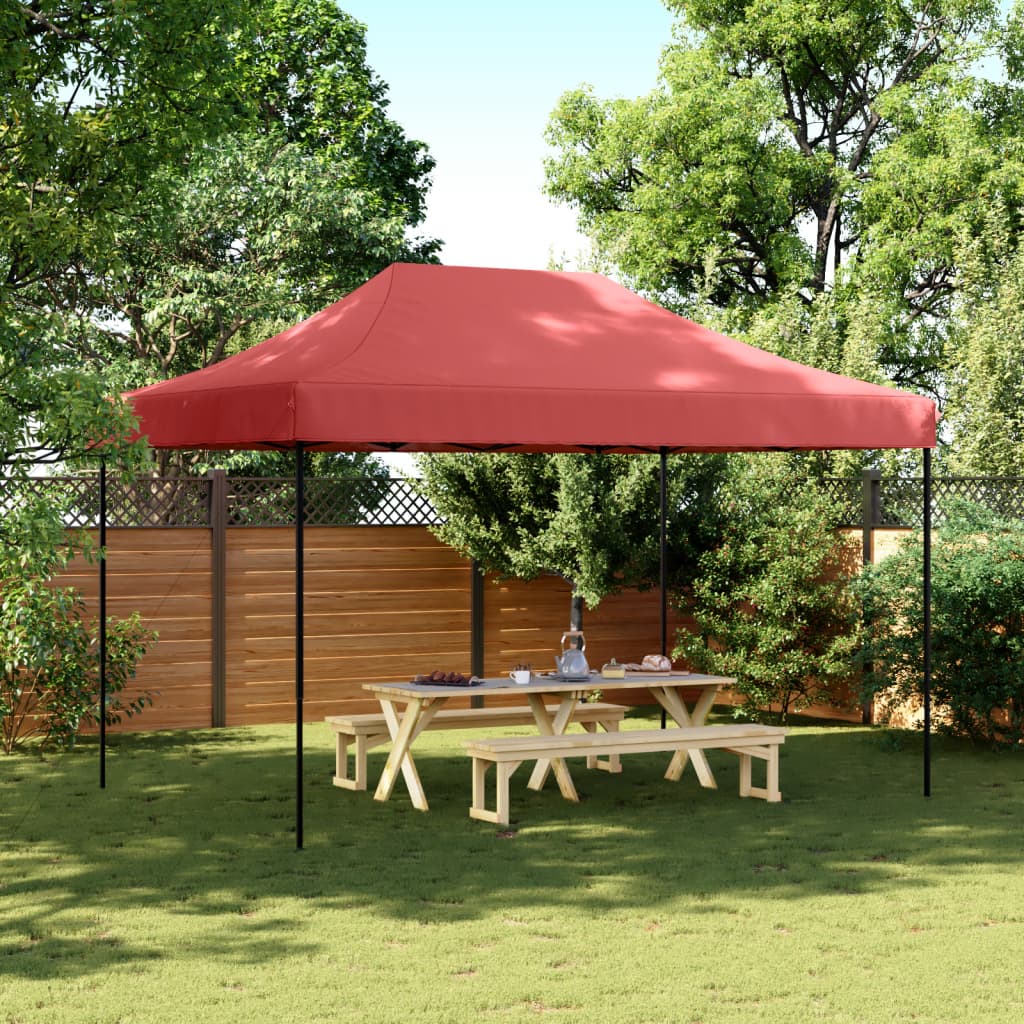 Partytent inklapbaar pop-up 410x279x315 cm bordeauxrood – afbeelding 1