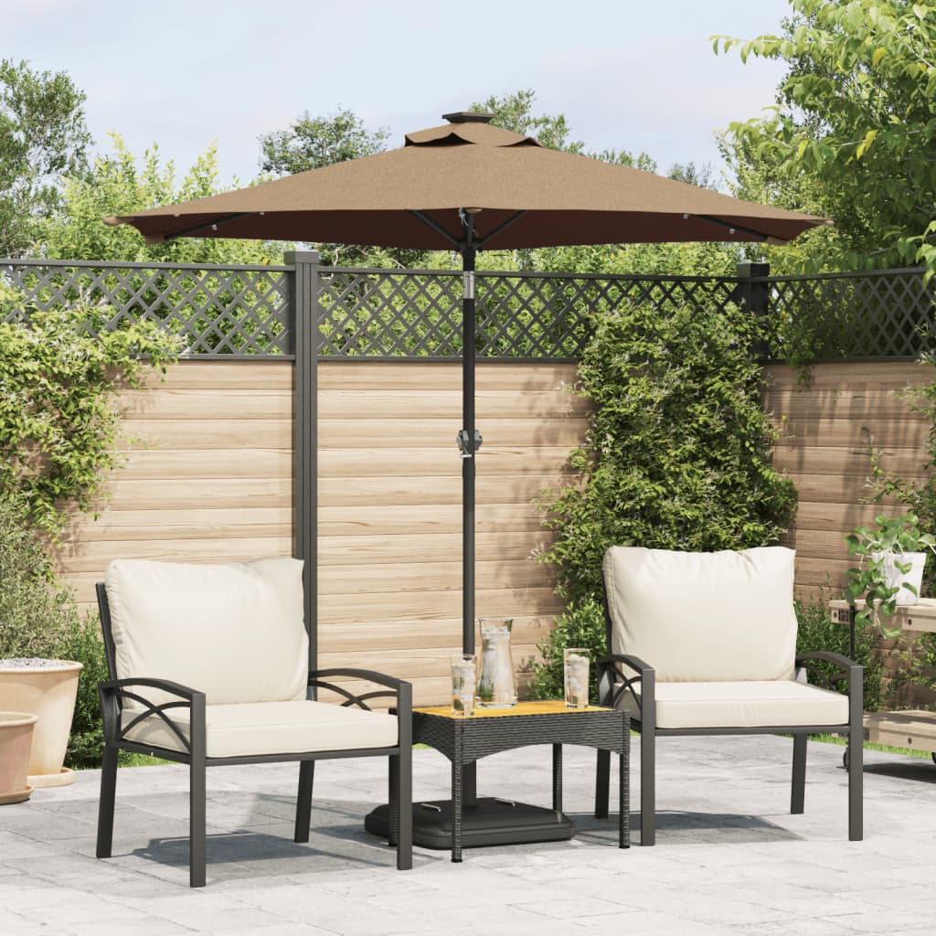 Parasol met LED's en stalen paal 225x225x212 cm taupe – afbeelding 1