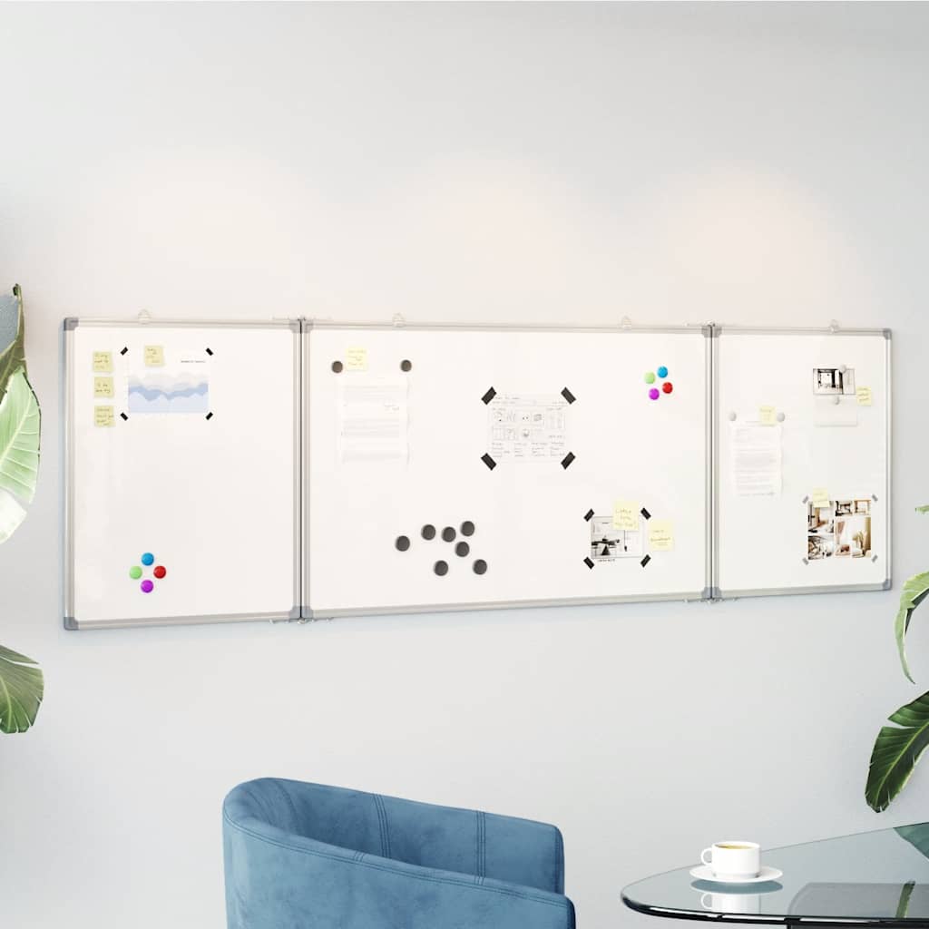 Whiteboard magnetisch inklapbaar 160x50x1,7 cm aluminium