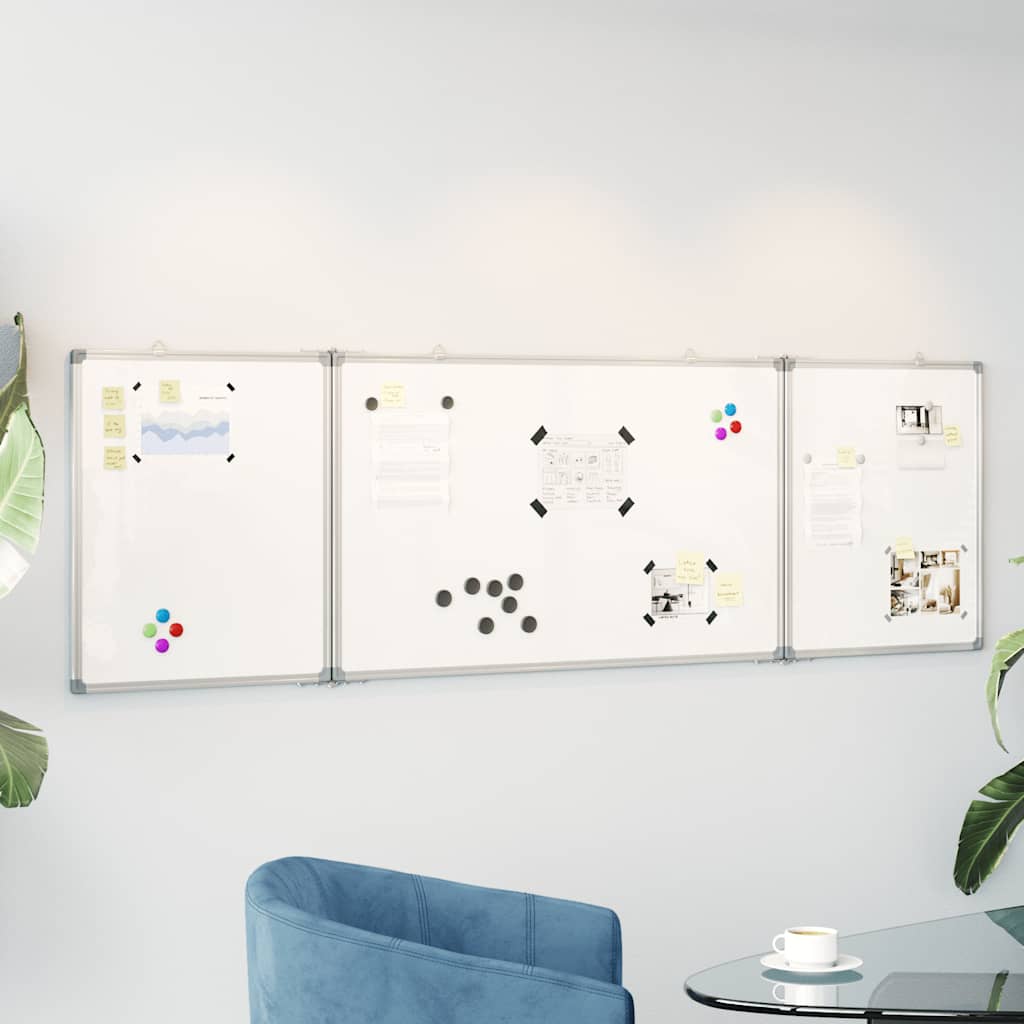 Whiteboard magnetisch inklapbaar 200x60x1,7 cm aluminium