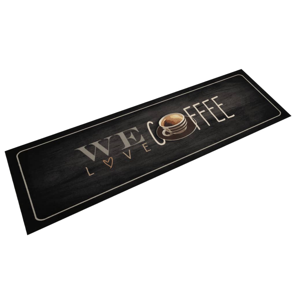 Keukenmat wasbaar koffietekst 45x150 cm fluweel