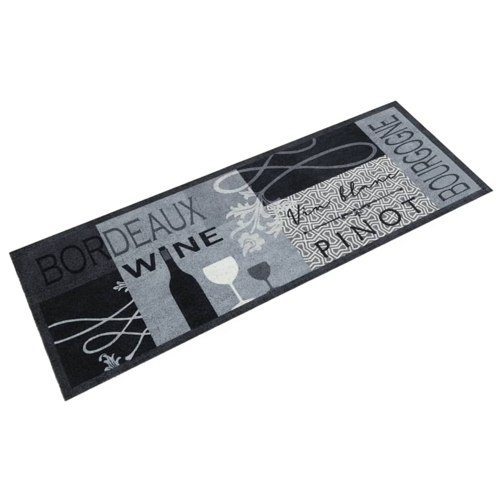 Keukenmat wasbaar wijnprint 45x150 cm fluweel grijs – afbeelding 1