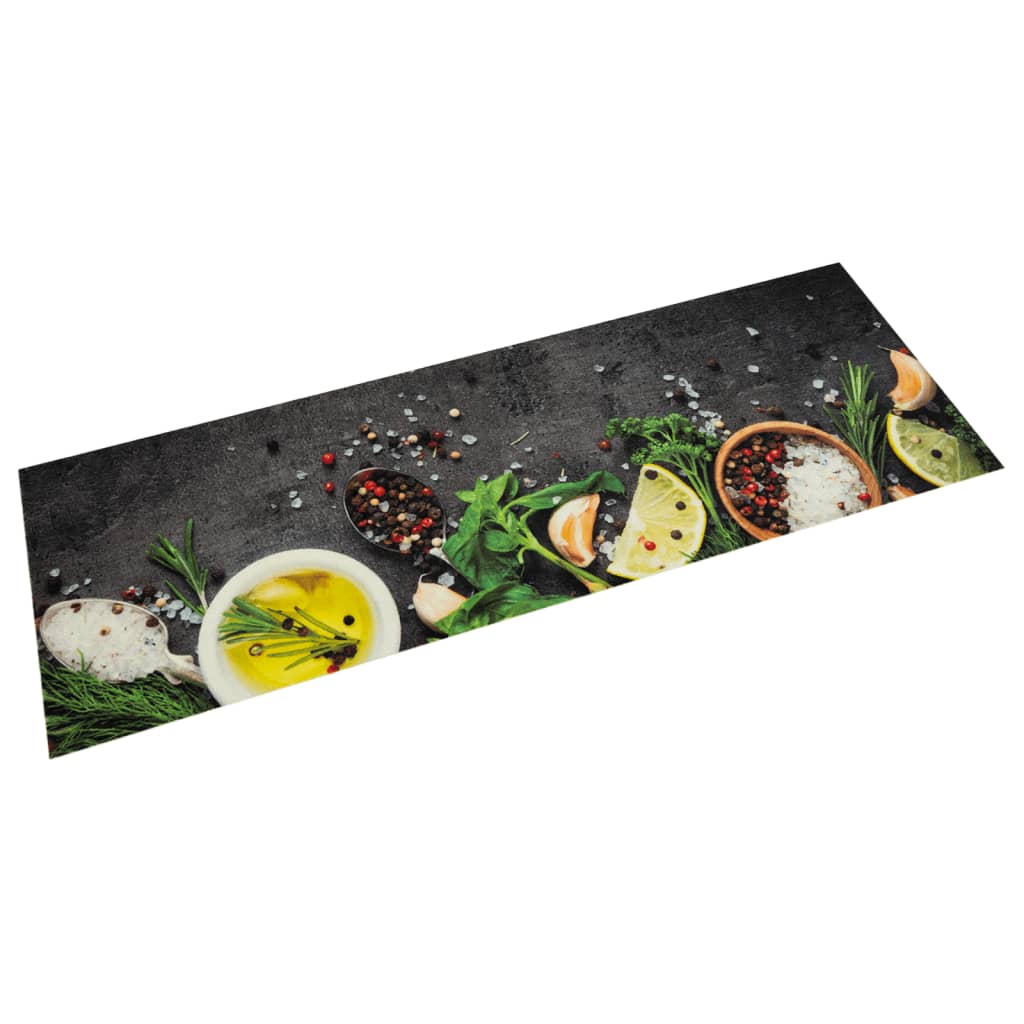 Keukenmat wasbaar kruidenprint 45x150 cm fluweel – afbeelding 1