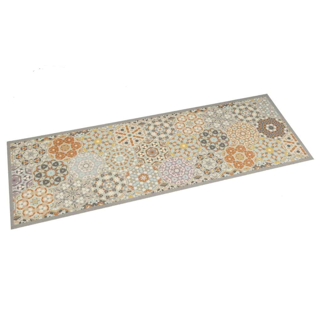 Keukenmat wasbaar zeshoekpastelprint 60x180 cm fluweel – afbeelding 1