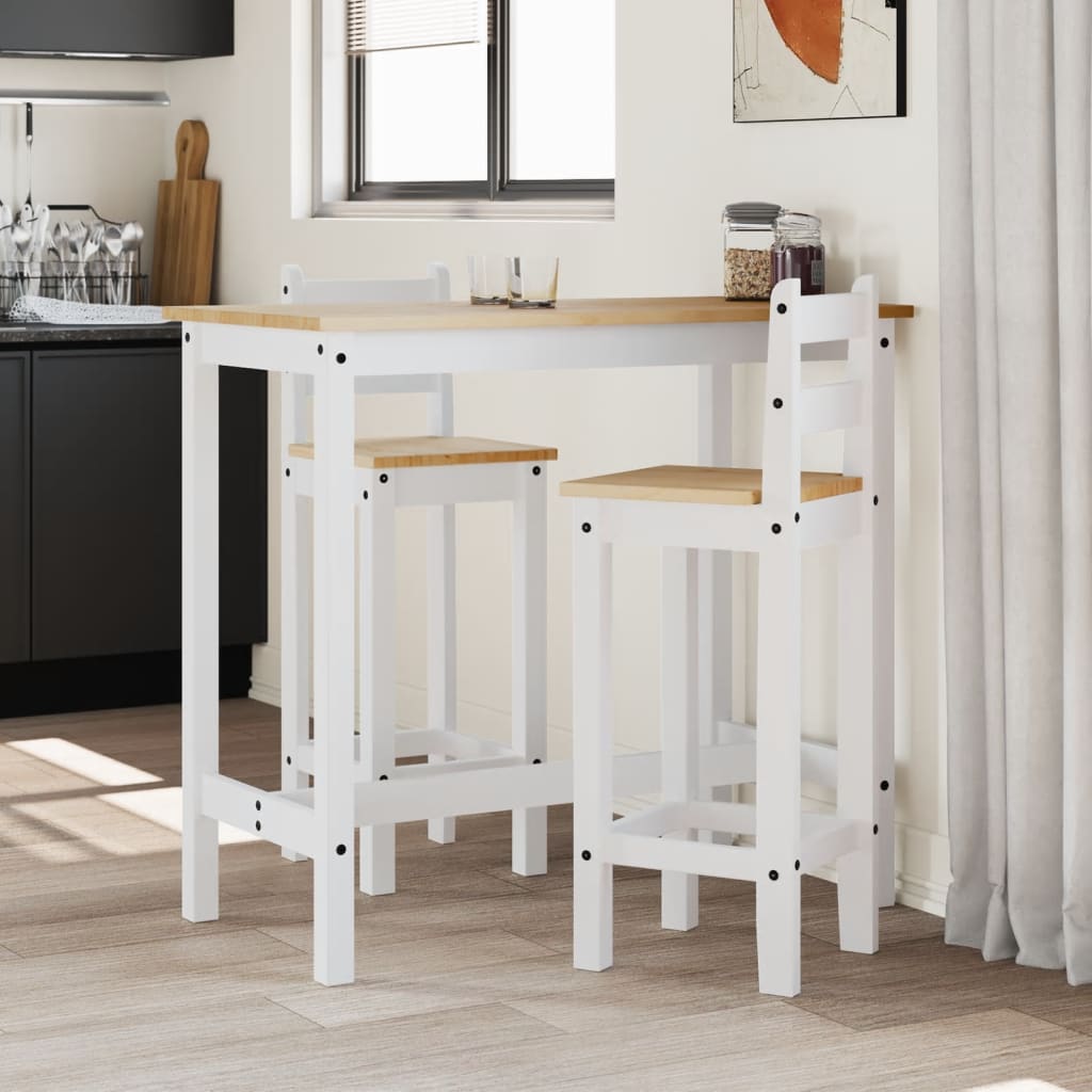 Barstoelen 2 st massief grenenhout wit – afbeelding 1