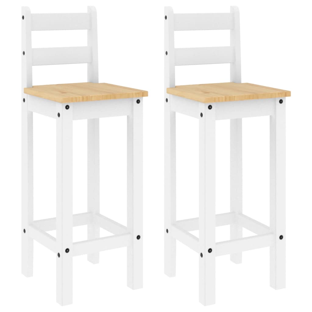 Barstoelen 2 st massief grenenhout wit – afbeelding 2