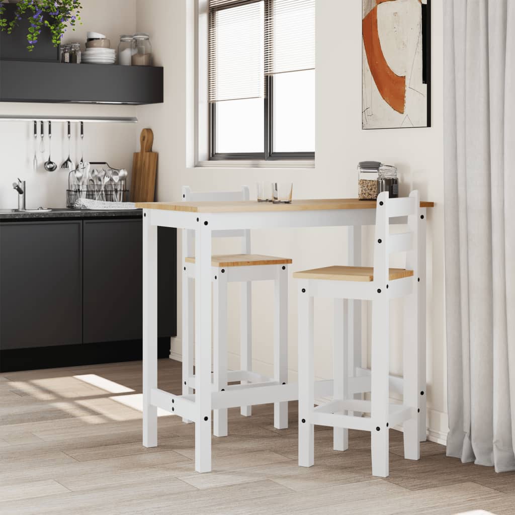 Barstoelen 2 st massief grenenhout wit – afbeelding 3