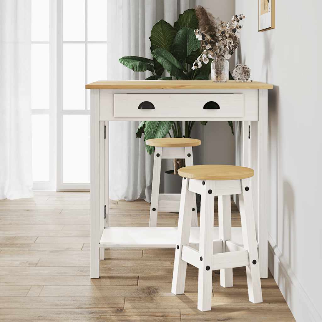 3-delige Barset massief grenenhout wit