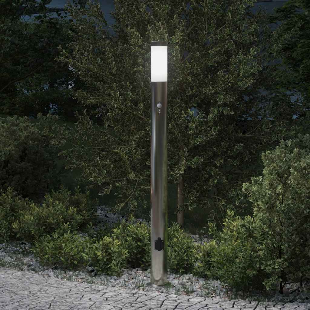 Bolderarmatuur met sensor en stopcontact 110 cm roestvrij staal IP44