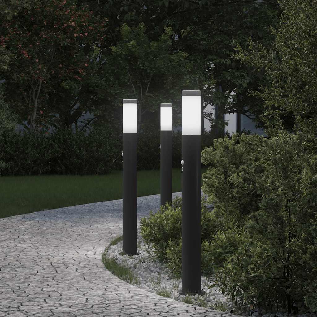 Bolderverlichting met sensor 3 stuks 80 cm RVS IP44