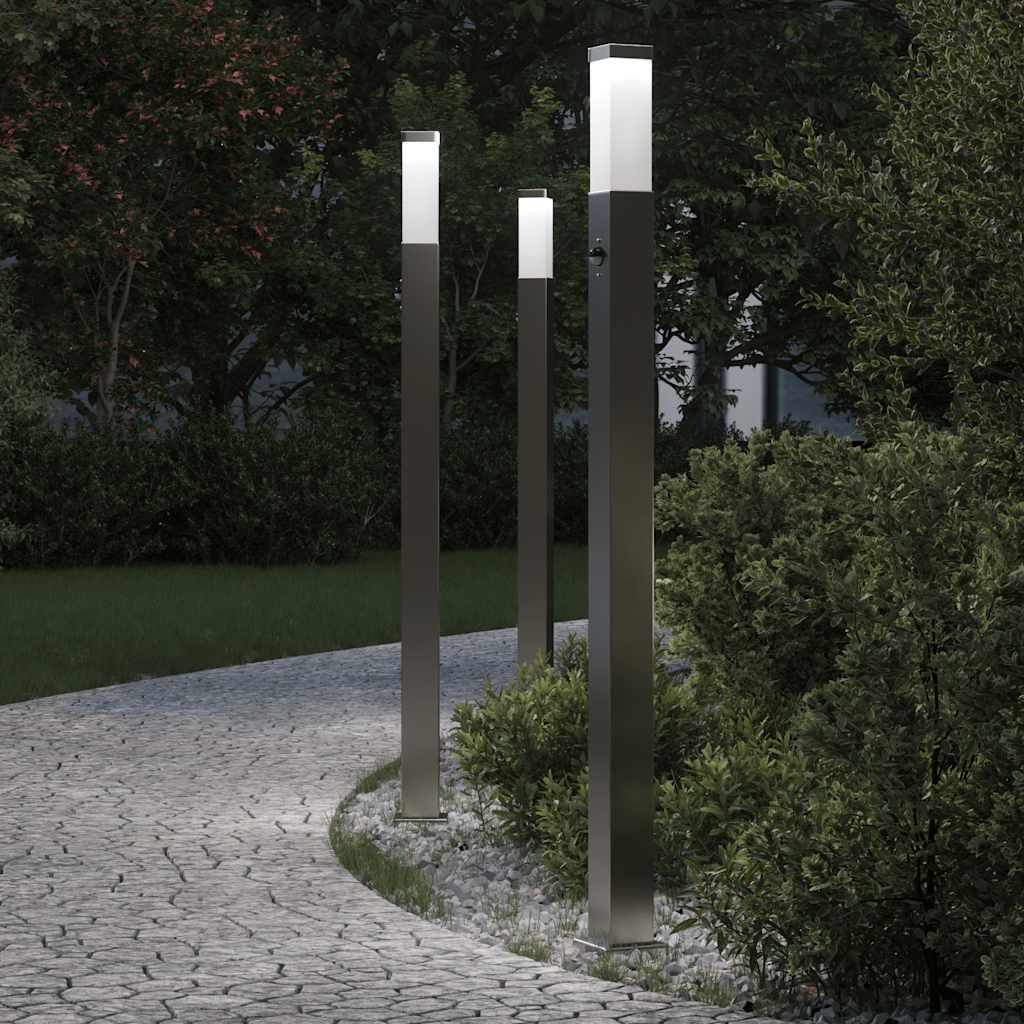 Bolderverlichting met sensor 3 stuks 110 cm RVS IP44