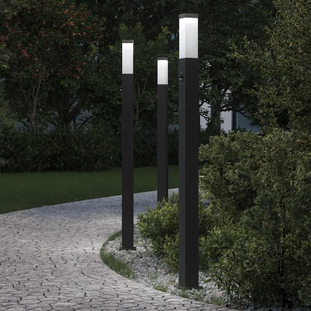Bolderverlichting met sensor 3 stuks 110 cm Zwart IP44 – afbeelding 1