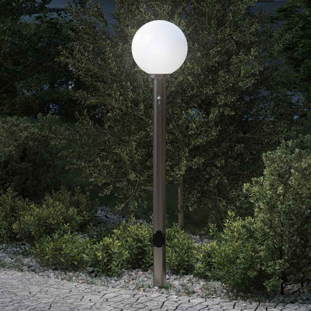Bolderarmatuur met sensor en stopcontact 120 cm roestvrij staal IP44