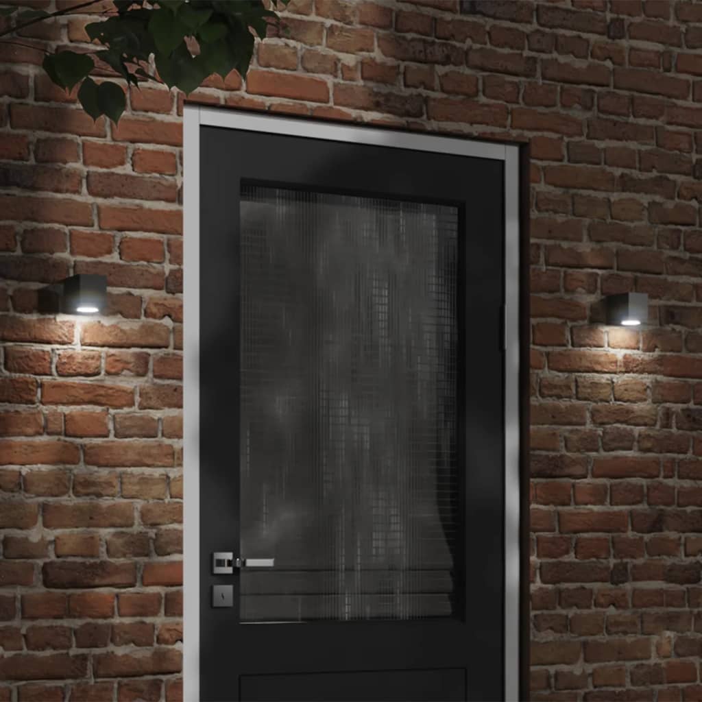 Buitenwandlampen 2 st gegoten aluminium zwart – afbeelding 1