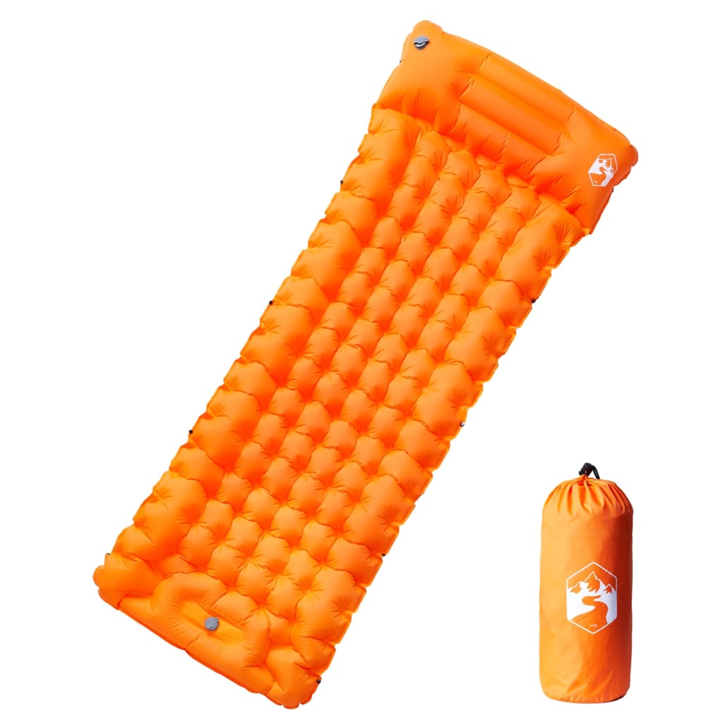 Kampeermatras met kussen zelfopblazend 1-persoons oranje