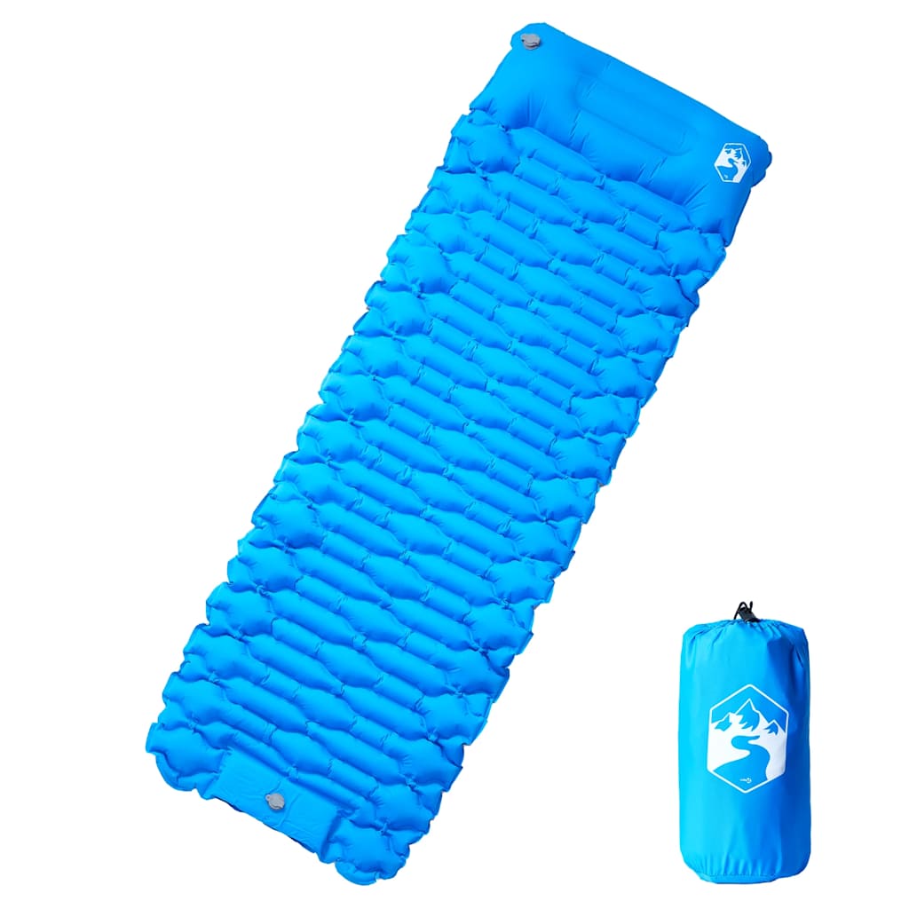 Kampeermatras met kussen zelfopblazend 1-persoons blauw