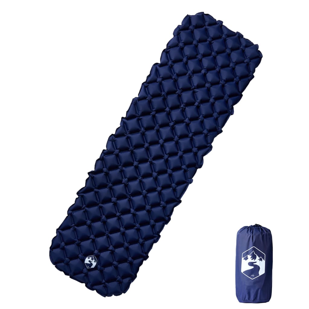Kampeermatras opblaasbaar 190x58x6 cm 1-persoons marineblauw