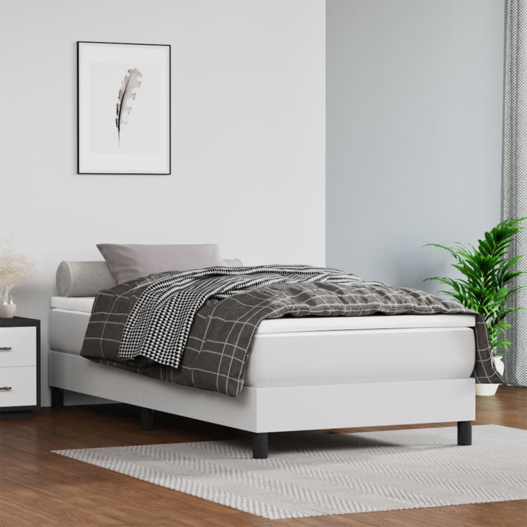 Pocketveringmatras medium 120x190x20 cm kunstleer wit