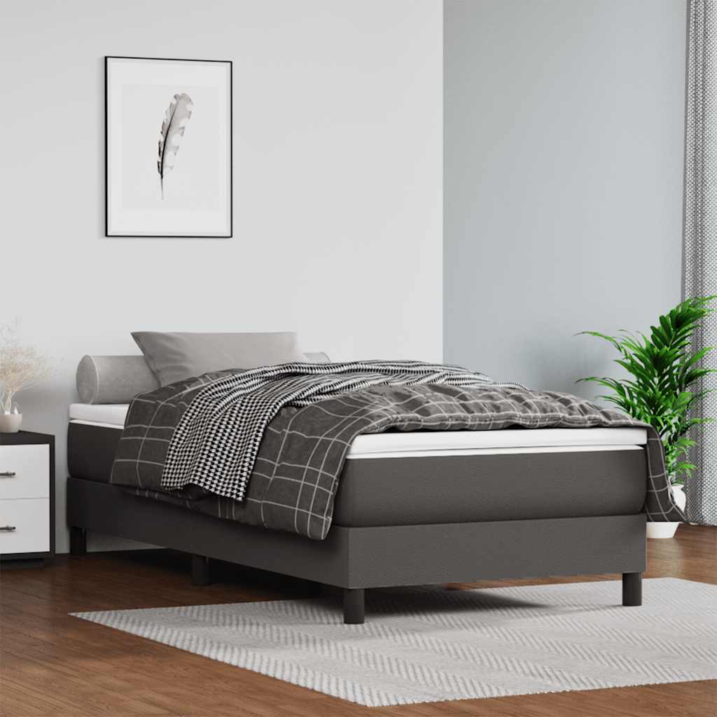 Pocketveringmatras medium 120x190x20 cm kunstleer grijs – afbeelding 1