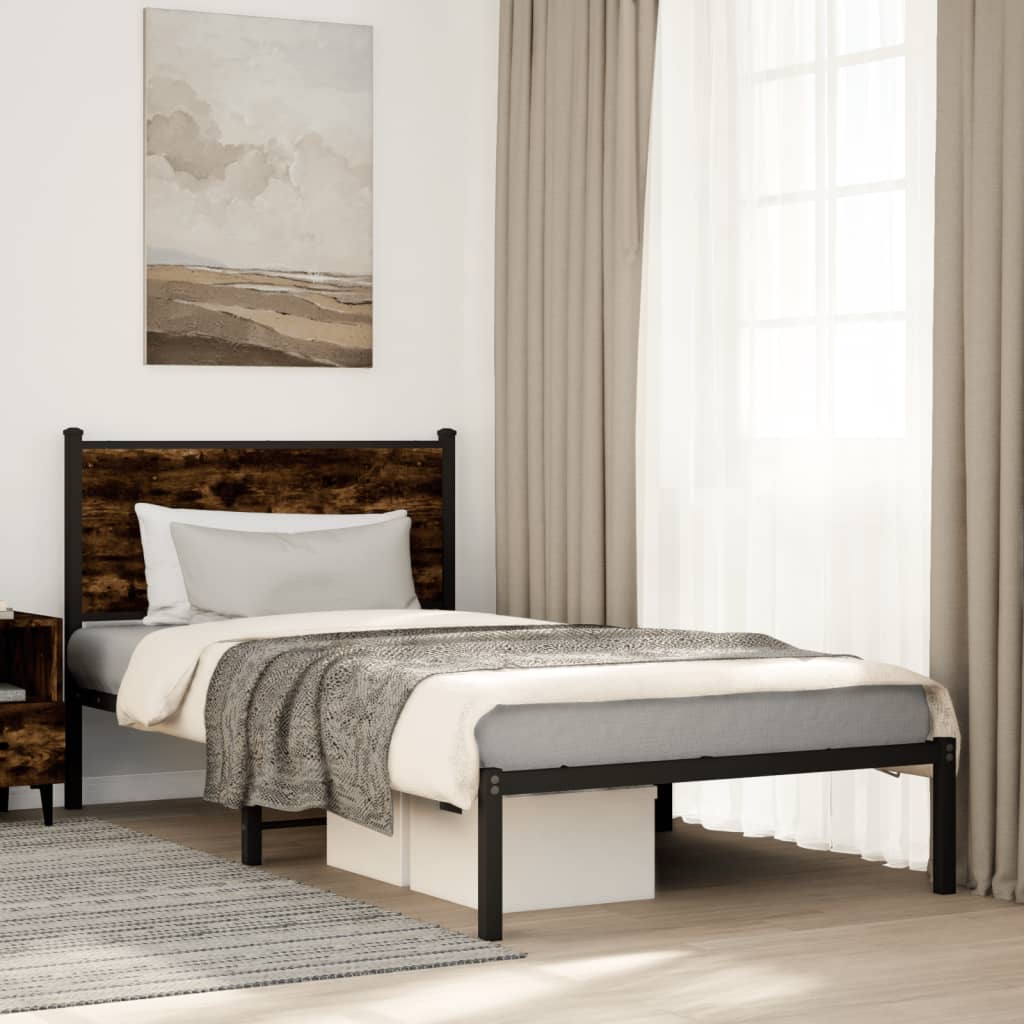 Bedframe zonder matras metaal gerookt eikenkleurig 100x200 cm