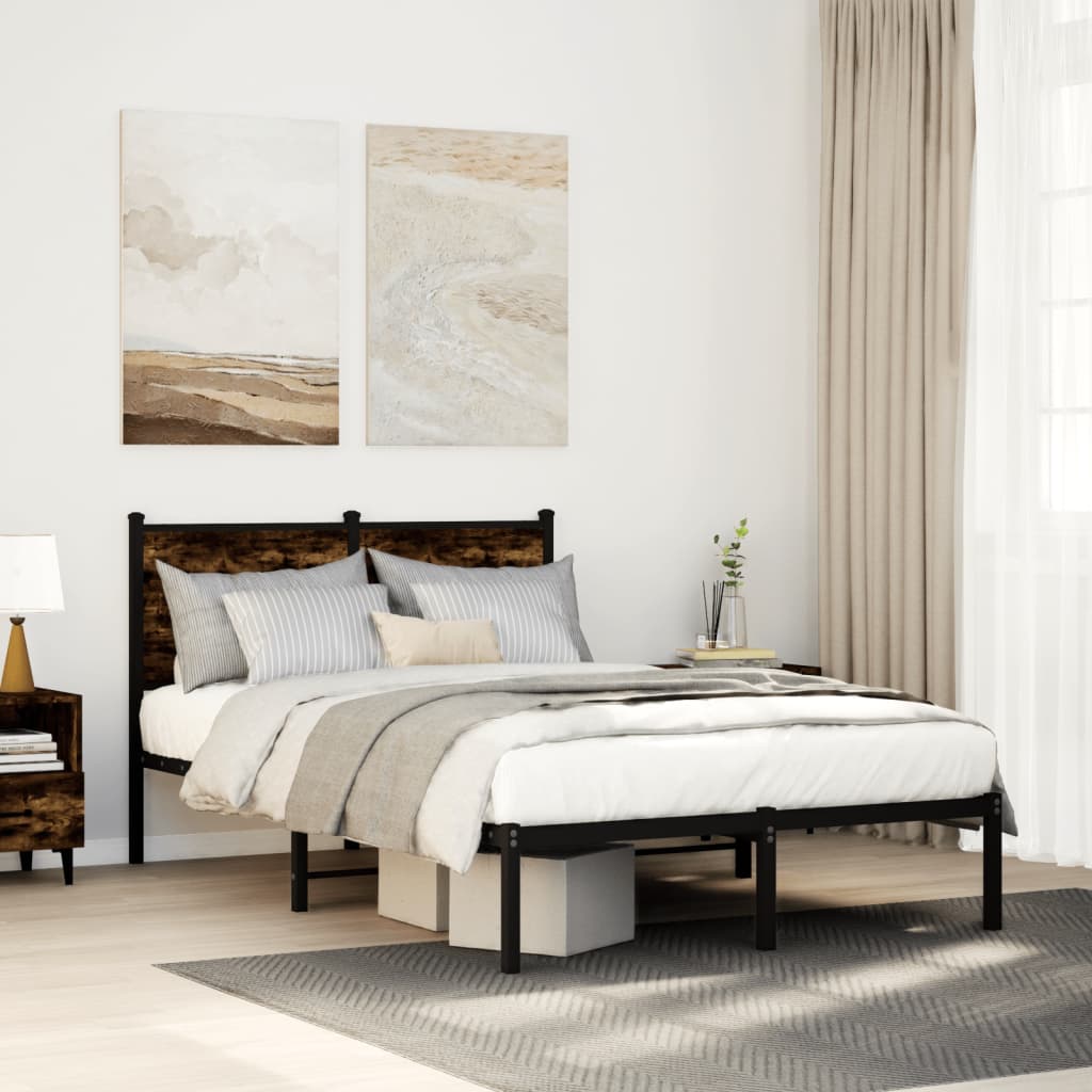 Bedframe zonder matras metaal gerookt eikenkleurig 120x200 cm – afbeelding 1