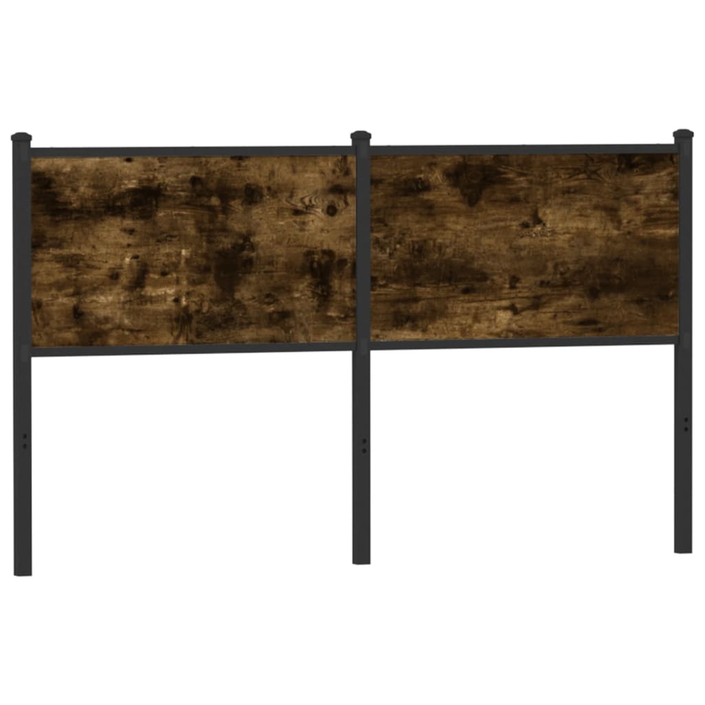 Vervangend hoofdbord 140 cm bewerkt hout en staal gerookt eikenkleurig