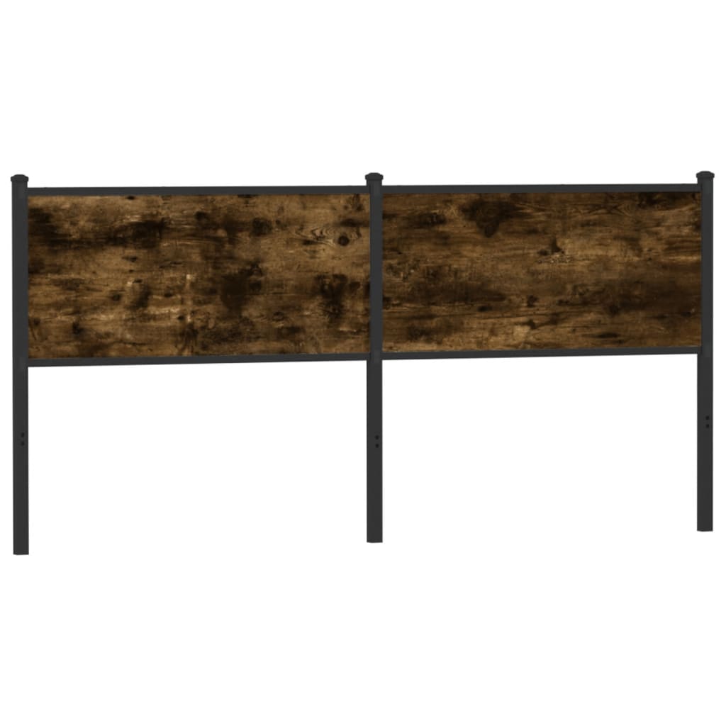 Vervangend hoofdbord 180 cm bewerkt hout en staal gerookt eikenkleurig