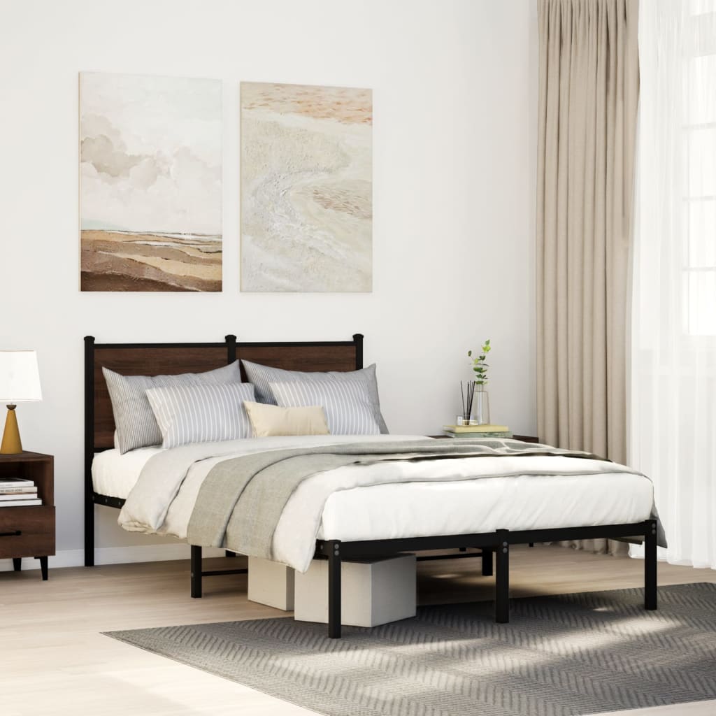 Bedframe zonder matras metaal bruin eikenkleurig 120x200 cm – afbeelding 1