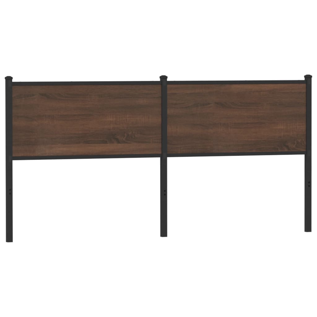 Vervangend hoofdbord 160 cm bewerkt hout en staal bruin eikenkleurig – afbeelding 1