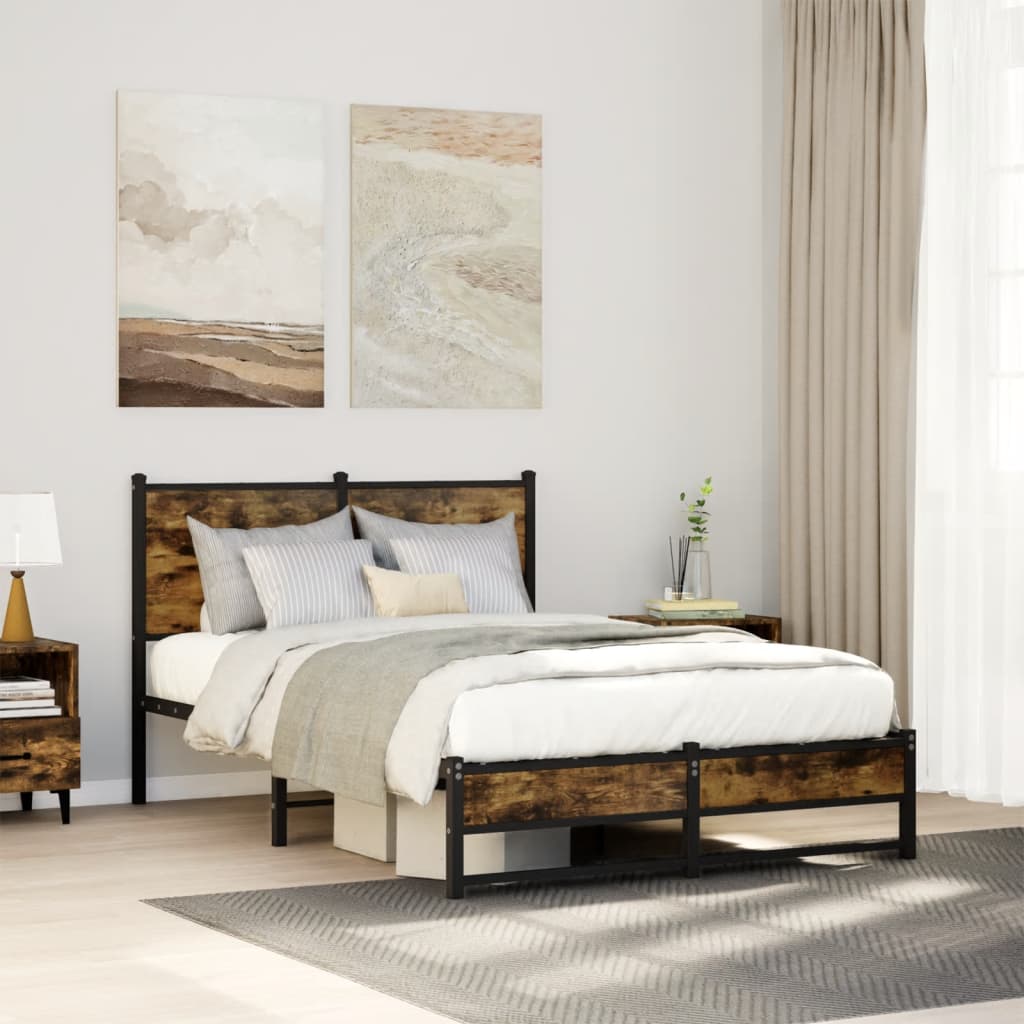 Bedframe zonder matras metaal gerookt eikenkleurig 120x200 cm – afbeelding 1