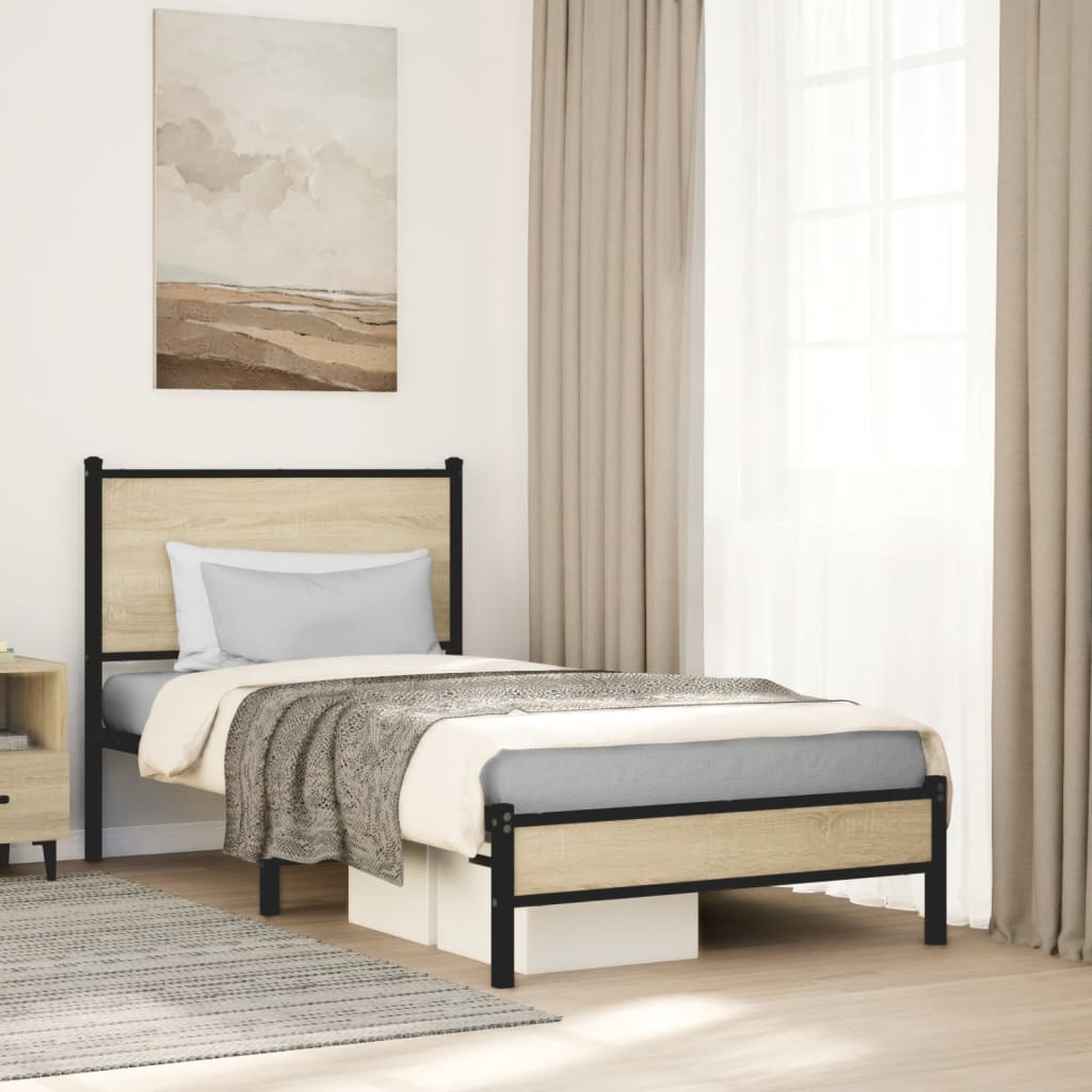 Bedframe zonder matras metaal sonoma eikenkleurig 80x200 cm – afbeelding 1