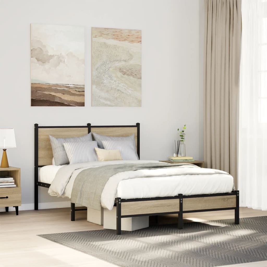 Bedframe zonder matras metaal sonoma eikenkleurig 120x200 cm