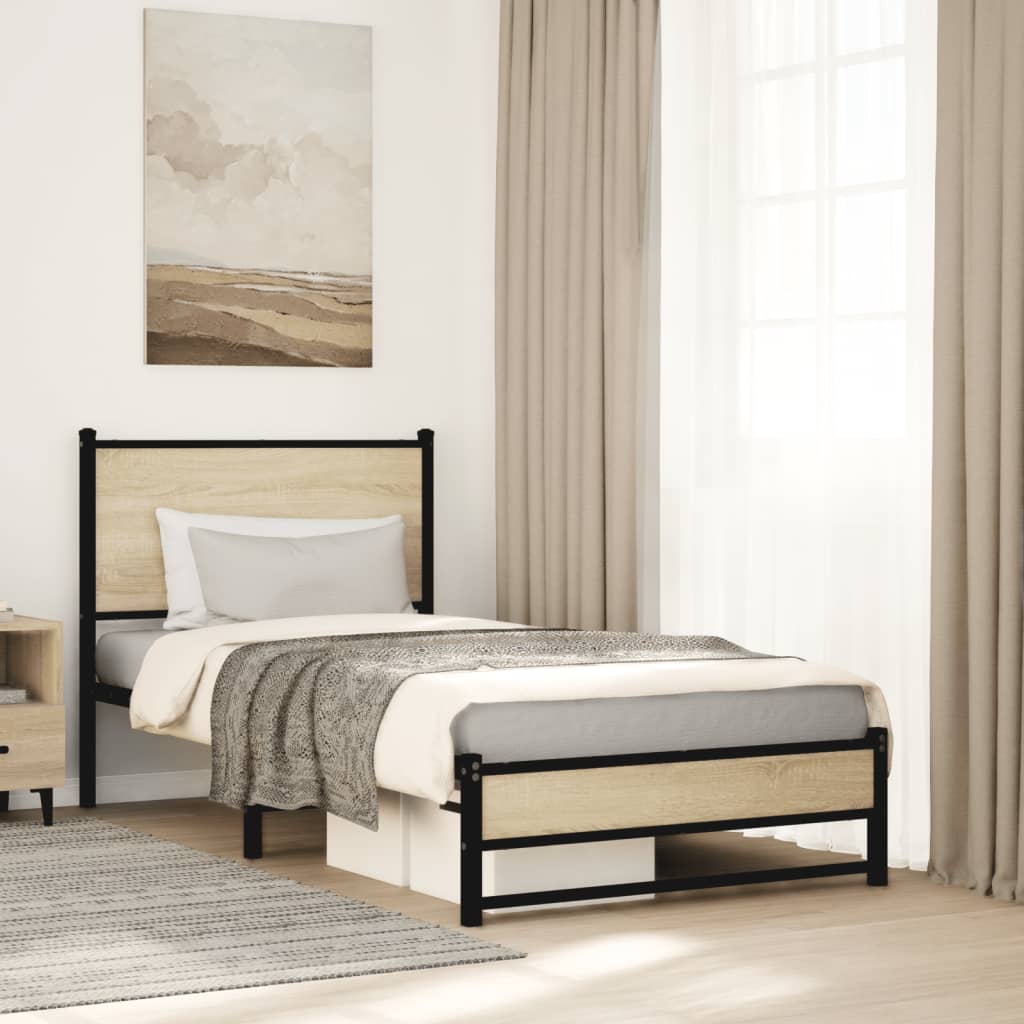Bedframe zonder matras metaal sonoma eikenkleurig 80x200 cm – afbeelding 1