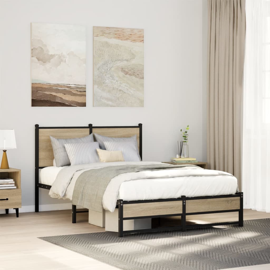Bedframe zonder matras metaal sonoma eikenkleurig 120x190 cm – afbeelding 1
