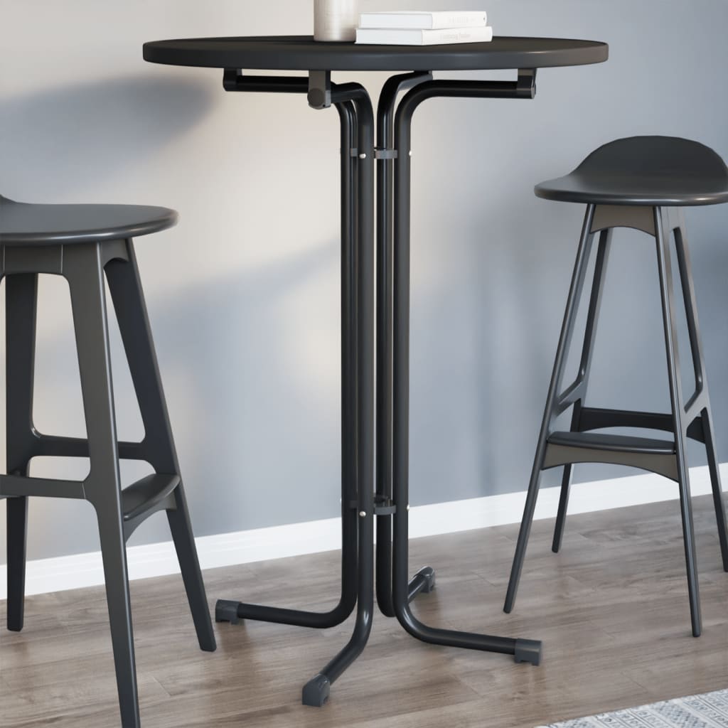 Bartafel Ø 80x110 cm bewerkt hout en staal zwart